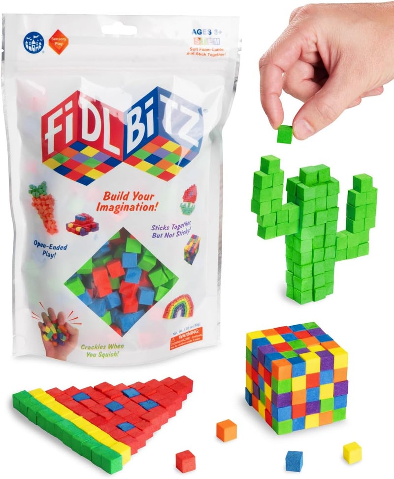 Play Visions FidlBitz® - Revolutionary Cubes That Stick Together, But Not Sticky! (Bag of Bitz (Assorted Colors)) - Image 1